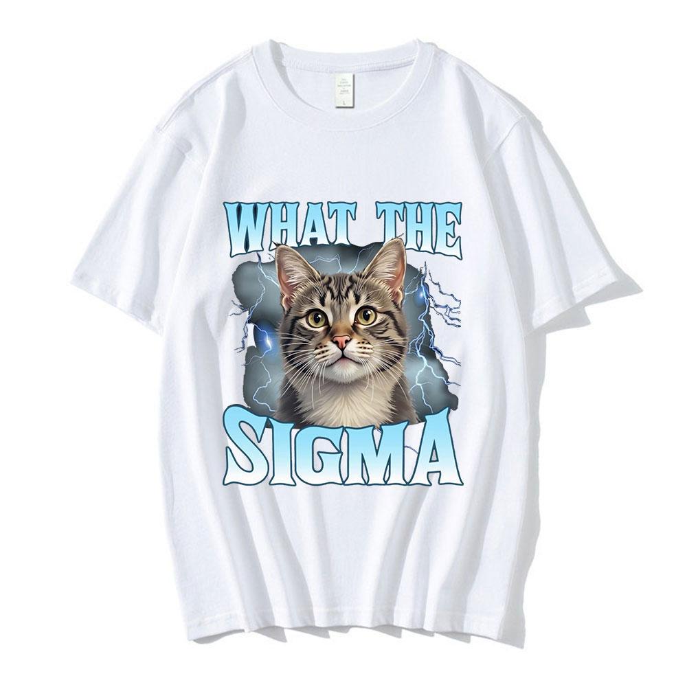 What The Sigma Funny Meme Cat Graphic TShirts Unisexs Women Cotton Casual Oversized Short Sleeve T Shirts Fashion Cotton T Shirt