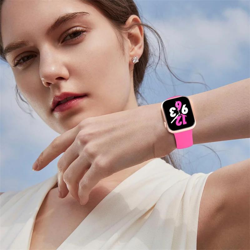 Silikonowy pasek do Apple Watch 44mm 45mm 40mm 41mm 42-38mm 45 mm bransoletka sportowa iwatch series 8 7 6 5 4 3 SE 9 Ultra 2 49mm