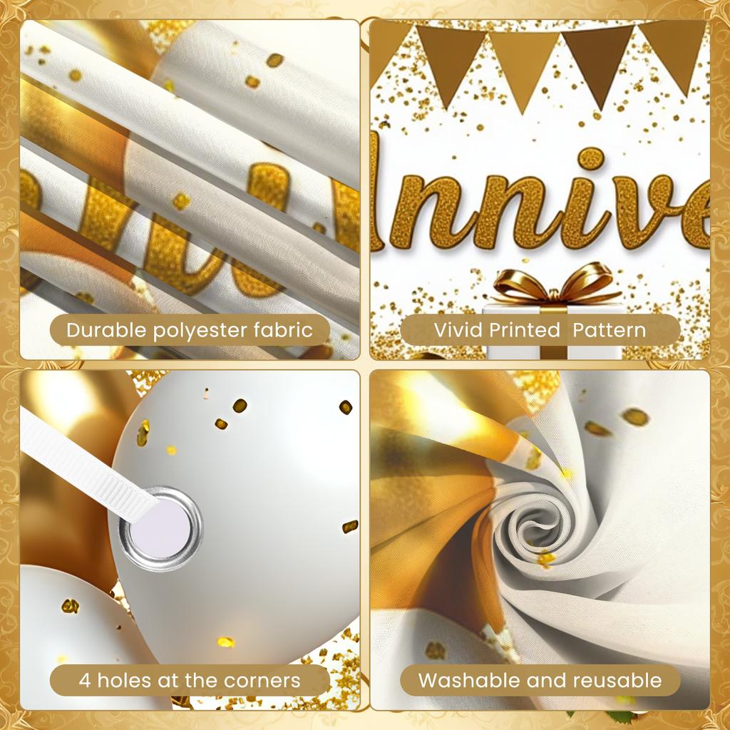 50th Anniversary Banner Golden Theme Milestone Decor Golden Celebration Celebration Gift Event Backdrop For Photo Shoot Party