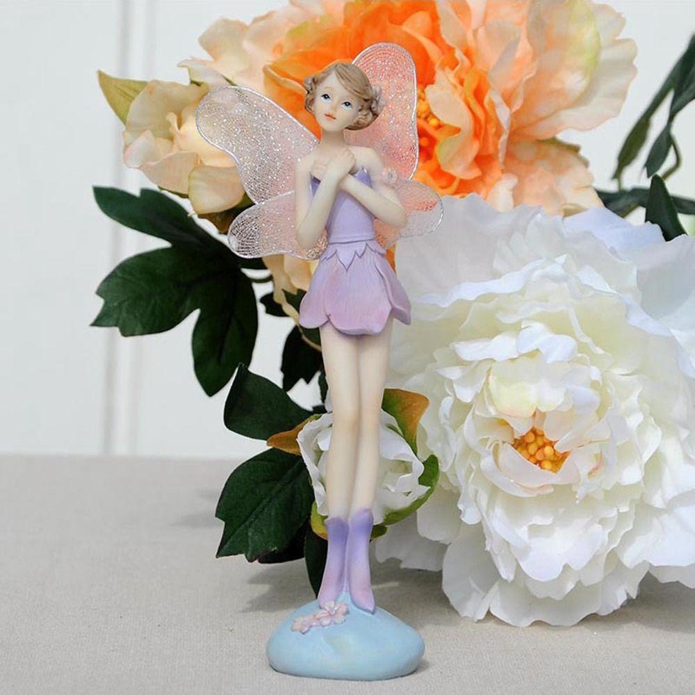 

Winged Fairy Girl Miniature Purple Angel Flying Miniature Crafts Flower Fairy Figurine Home Decor 2