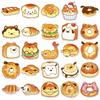 50 Hand-drawn Bread Dog Graffiti Stickers: Cute Cartoon Dessert Designs for Water Bottles, Phones, and Journals.