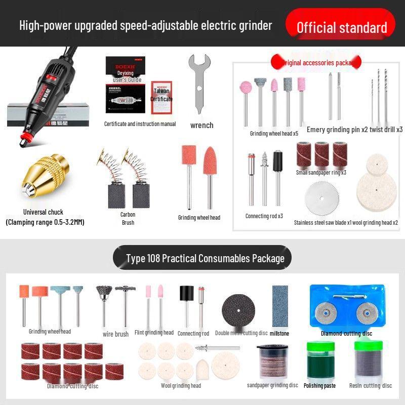 High-Power Electric Hand Grinder and Polisher: Rust Remover, Deburring, Engraving, and Polishing Tool
