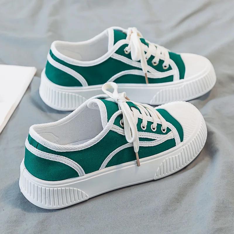

Fashion Women s New Canvas Shoes Summer versatile comfort shoes Thick soled casual nonslip shoe Fashion breathable ladies Sneakers 40 зелёный