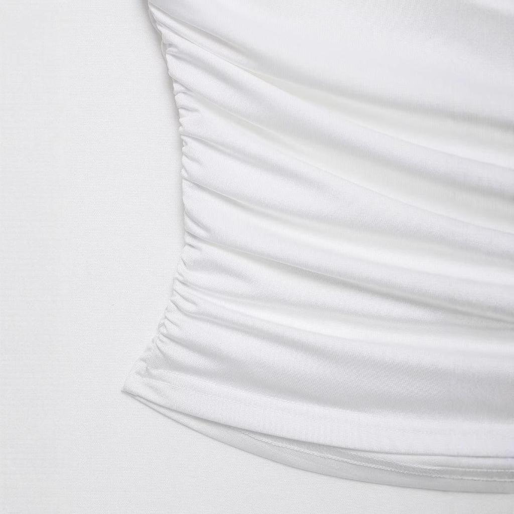 2025 Spring European & American Style Women's One-Shoulder Ruffled Slim-Fit Top