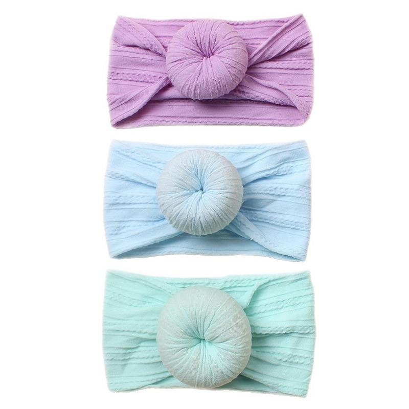 New Baby Headscarf, European and American Children's Nylon Braised Donut Hair Accessories, Baby Plain Headband