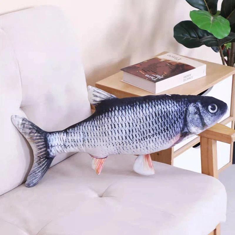 Realistisches Katzenminze-Fisch-Stofftier 1 Stück Weich Kaubar Zahnpflege Haustierspielzeug für Katzen Langeweile lindern Perfekt für Haustiergeschenke