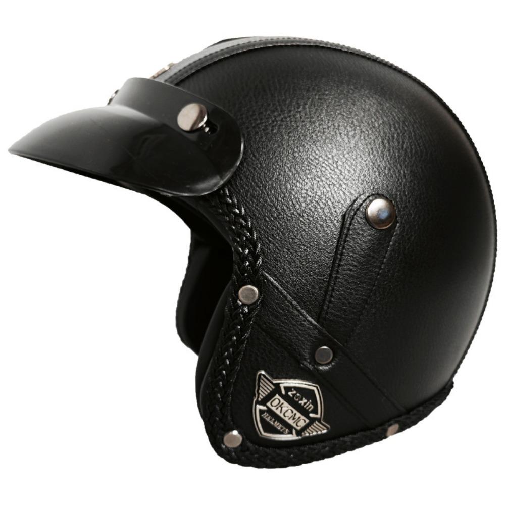 

Винтажный шлем 3/4 для мужчин и женщин, всесезонный, ручной работы, кожаный шлем, каска для электромобиля XL