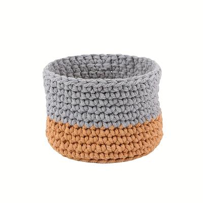 1Pc Handmade Cotton Rope Storage Basket - for Sundries, Keys, Desktop & Coffee Table Organizer