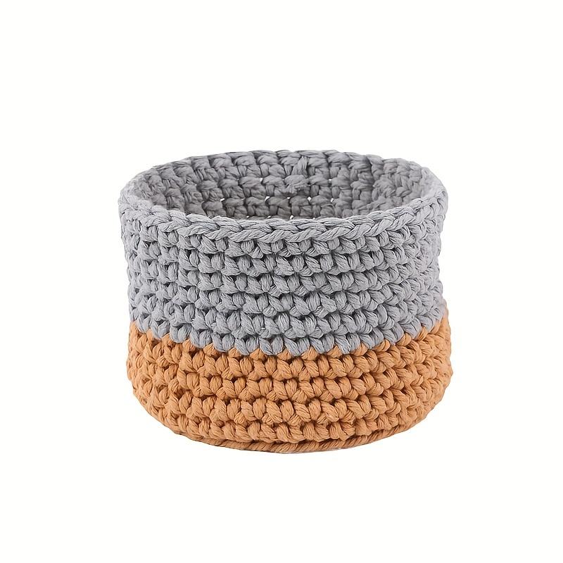1Pc Handmade Cotton Rope Storage Basket - for Sundries, Keys, Desktop & Coffee Table Organizer