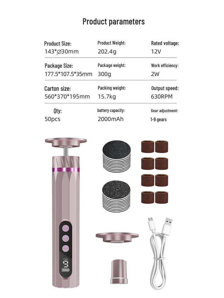 Dual-Function Automatic Pedicure & Nail Art Machine with Two Heads and Nine Grinding Gears