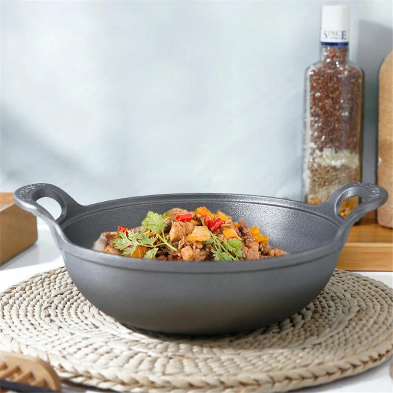 Old style iron pot Uncoated fryer Stew pot Frying pan Non stick pot Flat bottomed induction cooker gas universal boiler wok  pan