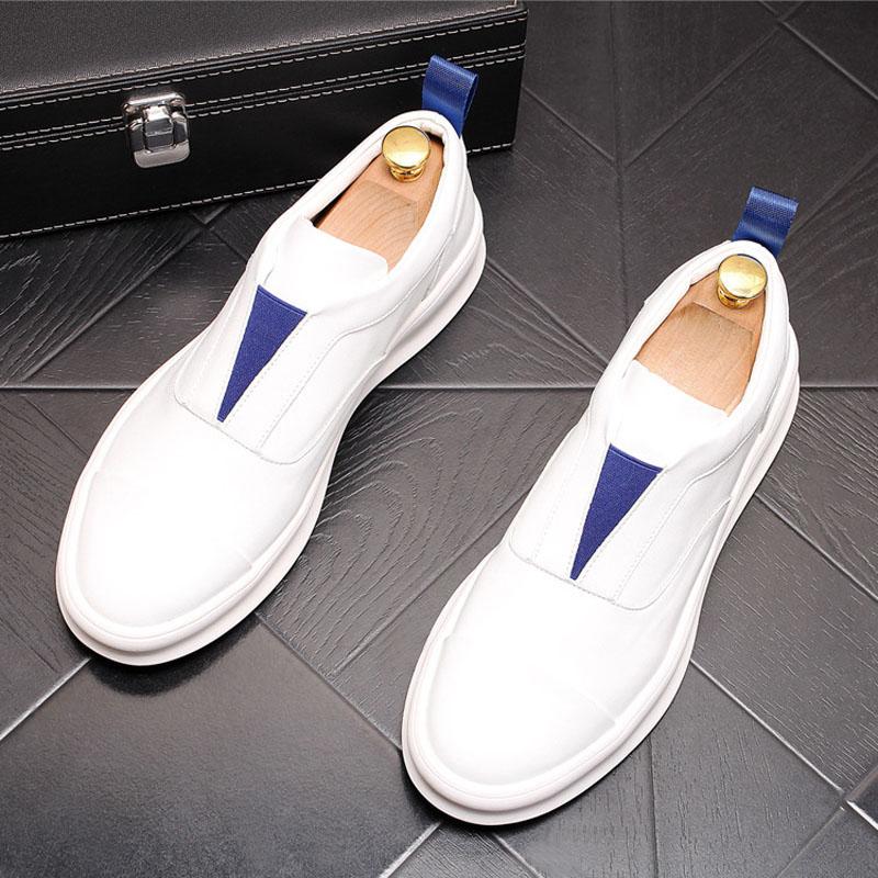 New Platform Shoes for Men Leather Casual Shoes Spring Autumn Fashion Flat Skateboard Shoes Thick-soled Slip-on Loafers