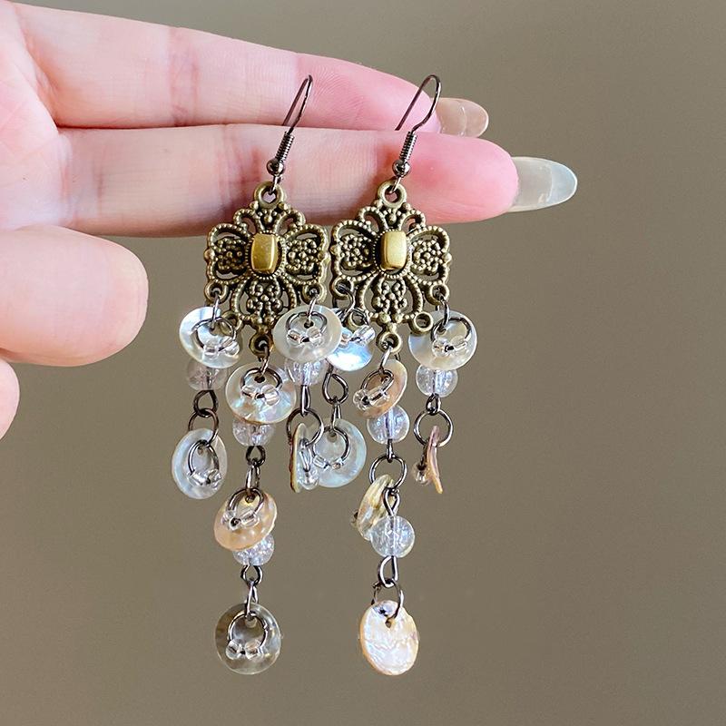 Bohemian Ethnic Style Feathers Fringed Earrings Ear Hooks Personalized Vacation Wind Ears