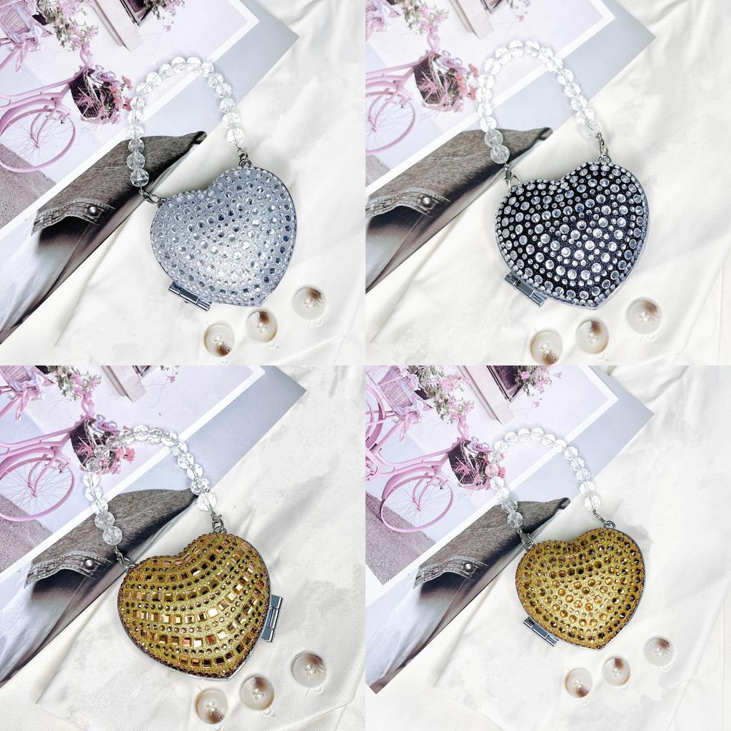 Acrylic Mini Heartshaped Box Bag With Sparkling Crystals And Magnetic Closure For Daily Use