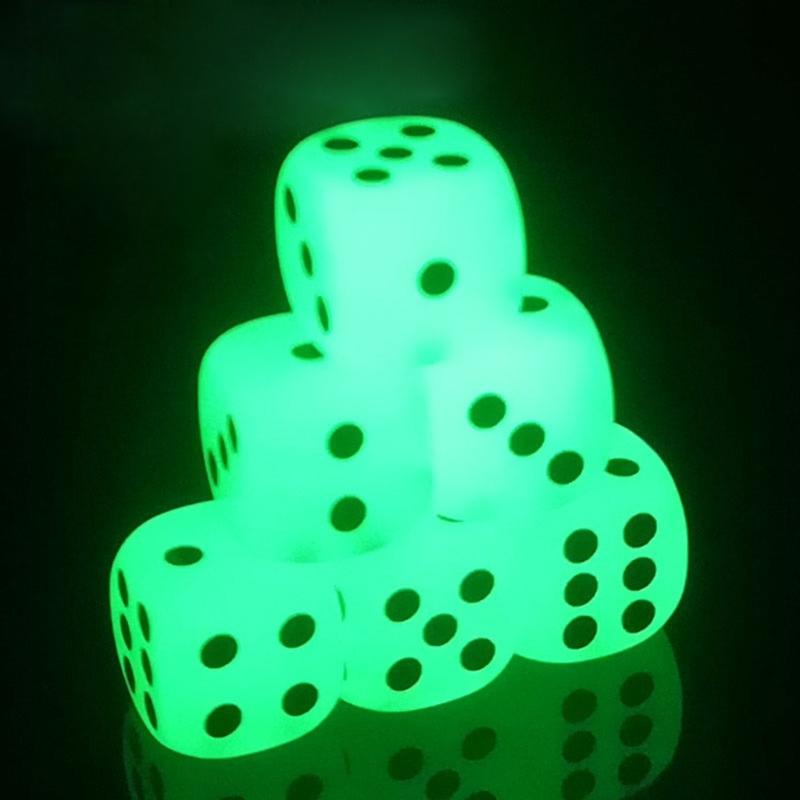 10Pcs Luminous-Dices Set Glow in The Dark Dices Set 14/16mm 6 Sided Dices Cubes