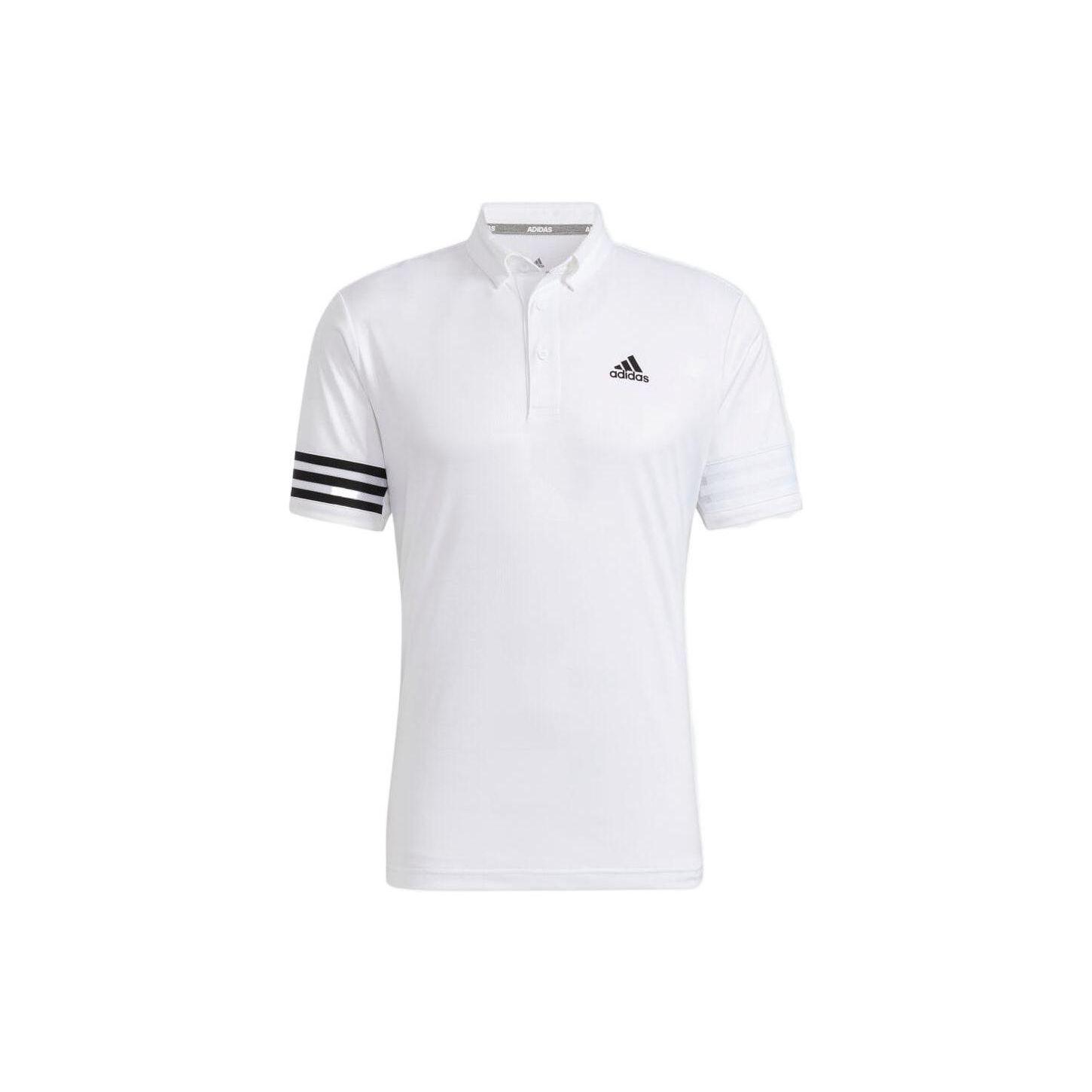

Adidas Logo Print Полосатая рубашка поло на пуговицах Мужские топы Белый HA3115 L