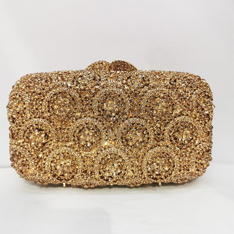 WHTUOHENG Crystal Evening Clutches Bag Green/Champagne/Pink/Silver Diamond Wedding Purses Rhinestone Women Flower Handbags