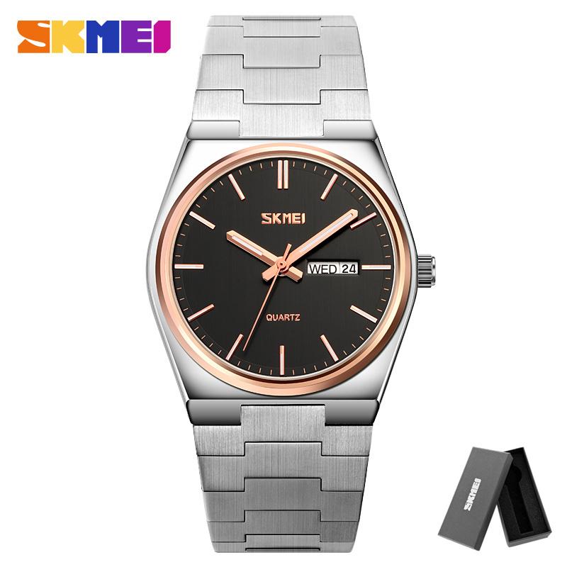SKMEI 9288 Man Reloj Hombre Casual Quartz Clock Male Full Steel Time Week Sports Watch Mens Waterproof Business Wristwatches