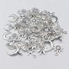 18/48Pcs/Lot  Zinc Alloy Antique Silvery Star Moon Pendant Personality DIY Earrings Pendant for Hand Chain Necklace Mardi Gras Day Ramadan