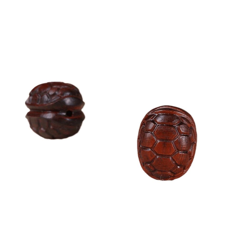 Rosewood Carved Tortoise Shell Bead Keychain Pendant