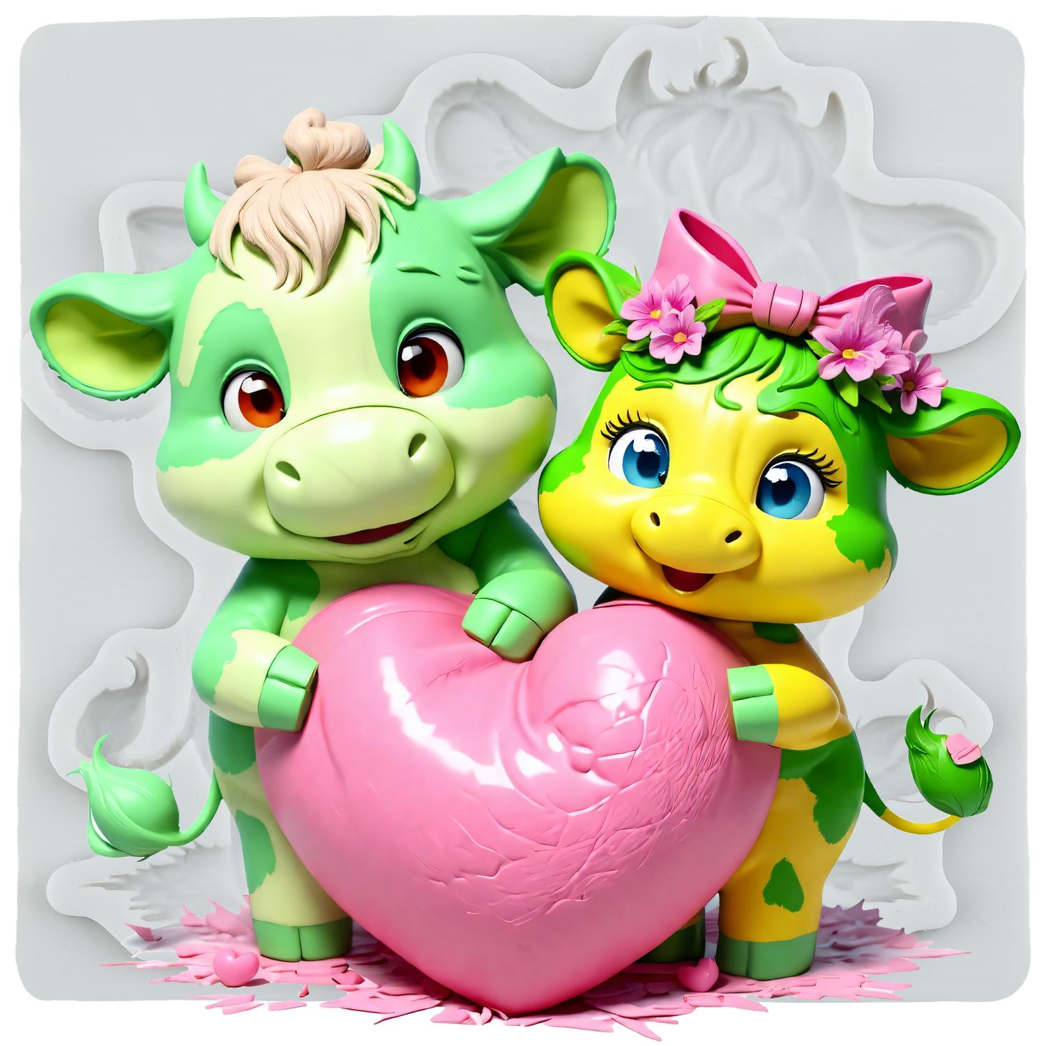 

Cow Silicone Mold Cattle Love Heart Fondant Molds Cake Decorating Tools Cupcake Topper Candy Sugar Craft Gum Paste Polymer Clay серый