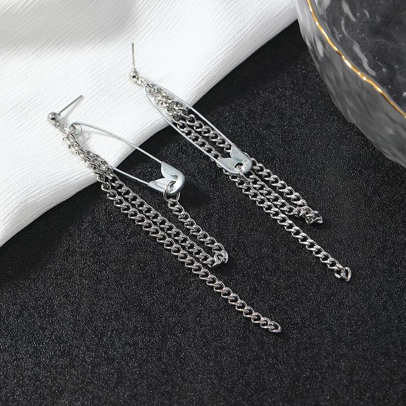 Trendy Japanese Korean Hip Hop Punk Style Tassel Earrings