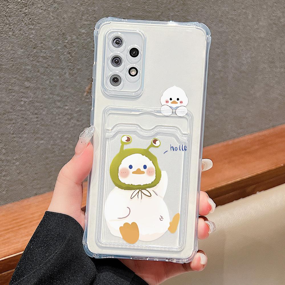 Silicone Cat Card Holder Case For Samsung A06 A05s A05 S24 Ultra S23 Plus S22 S21 S20 FE A10s A10 A04 A03s A04E A03 Funda Cover