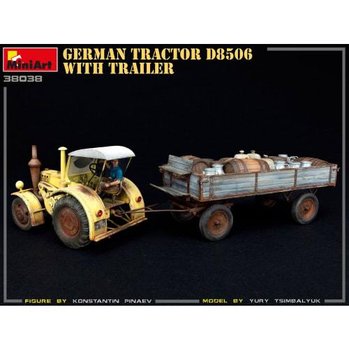 Miniart 1/35 Scale German Tractor D8506 with Trailer Plastic Model Kit MA38038 MIN38038