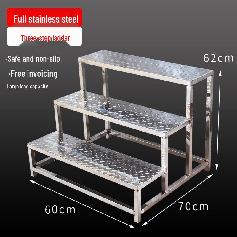 Stainless Steel Multi-Height Step Stool for Home, Factory, and Hospital Use