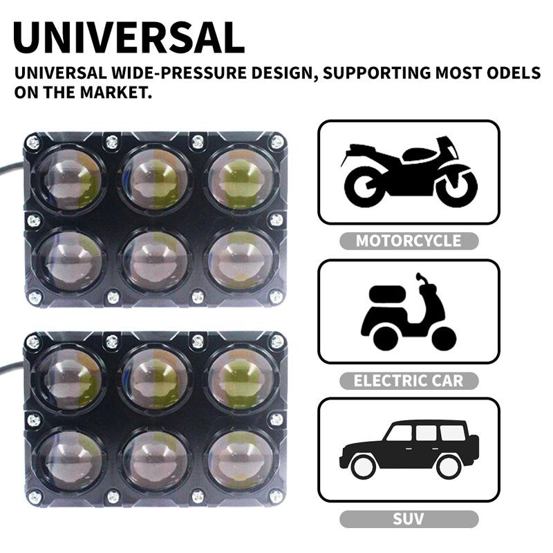 1/2pcs 6 LED Motorcycle Fog Lights Dual Color Waterproof Driving Spotlights Auxiliary Work Lamp for Motorbike Offroad Truck