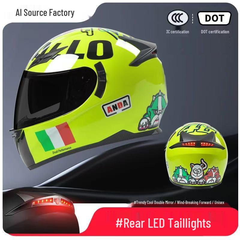 3C Certified Full Face Motorcycle Helmet for Men & Women - All-Season, Trendy Autumn/Winter Design