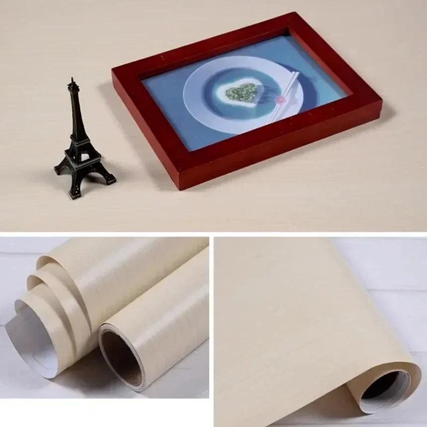 80cm/Wood Grain Vinyl Wallpaper Roll Waterproof Home Desktop Cabinet Door Furniture Renovation Stickers Peel Home Decorations