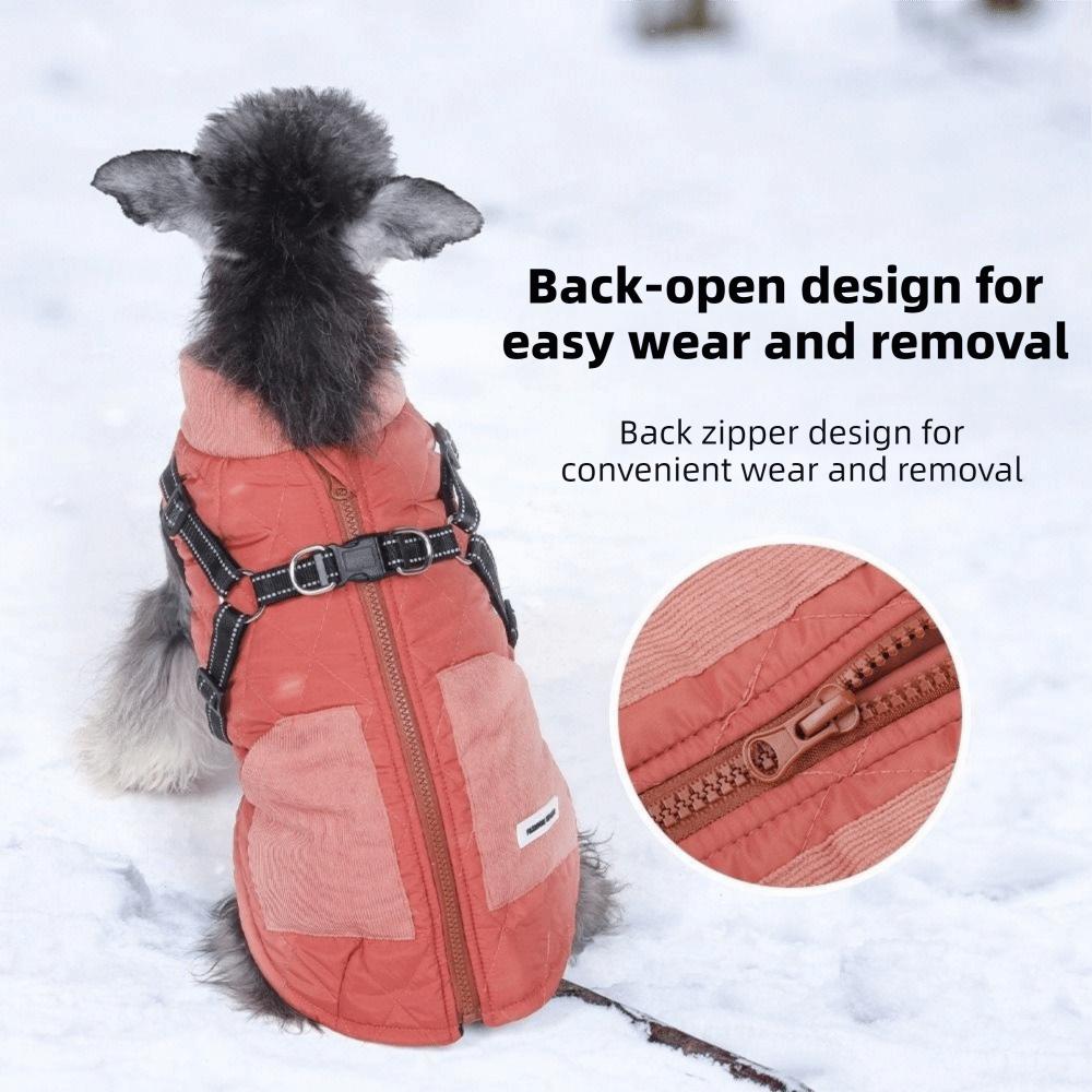 Fashion Adjustable Back Winter Dog Jacket Reflective Warm Fleece Pet Coat Thickened Windproof Dog Cotton Jacket Cold Weather