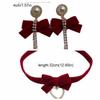 Rhinestone Bow Choker Zinc Zinc Alloy Velvet Collar Necklaces Exquisite Bowknot Earrings  New Year
