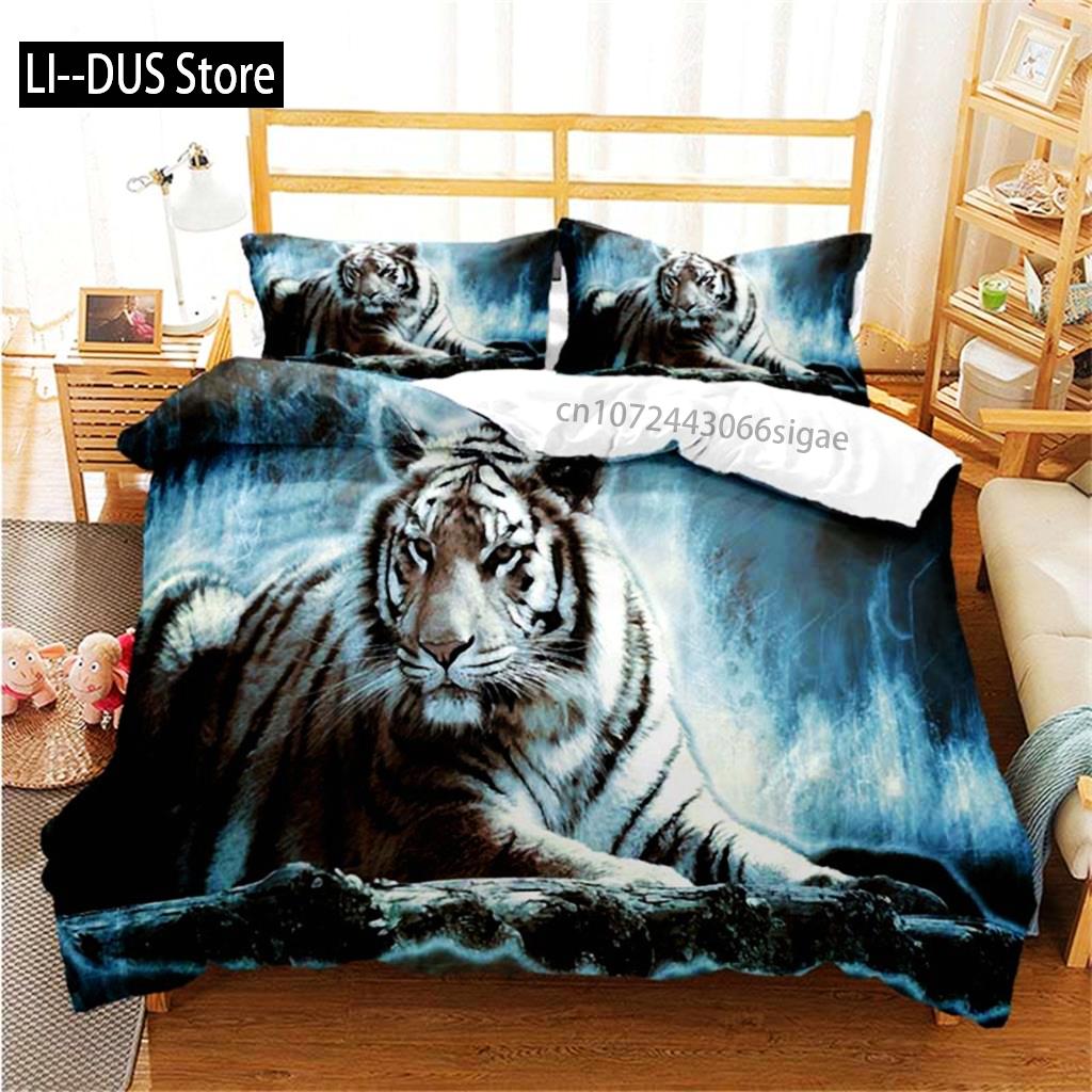 Comforter Tiger Soft Comforter Microfiber Animal Bedding Set Tiger Pattern For Room Decor Bedclothes Bedroom