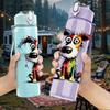 1PC Colorful Mixed Breed Dog Print 750ml Color Plastic Sports Water Bottle Leakproof Flip Straw Lid Suitable for Sports Office Home Use