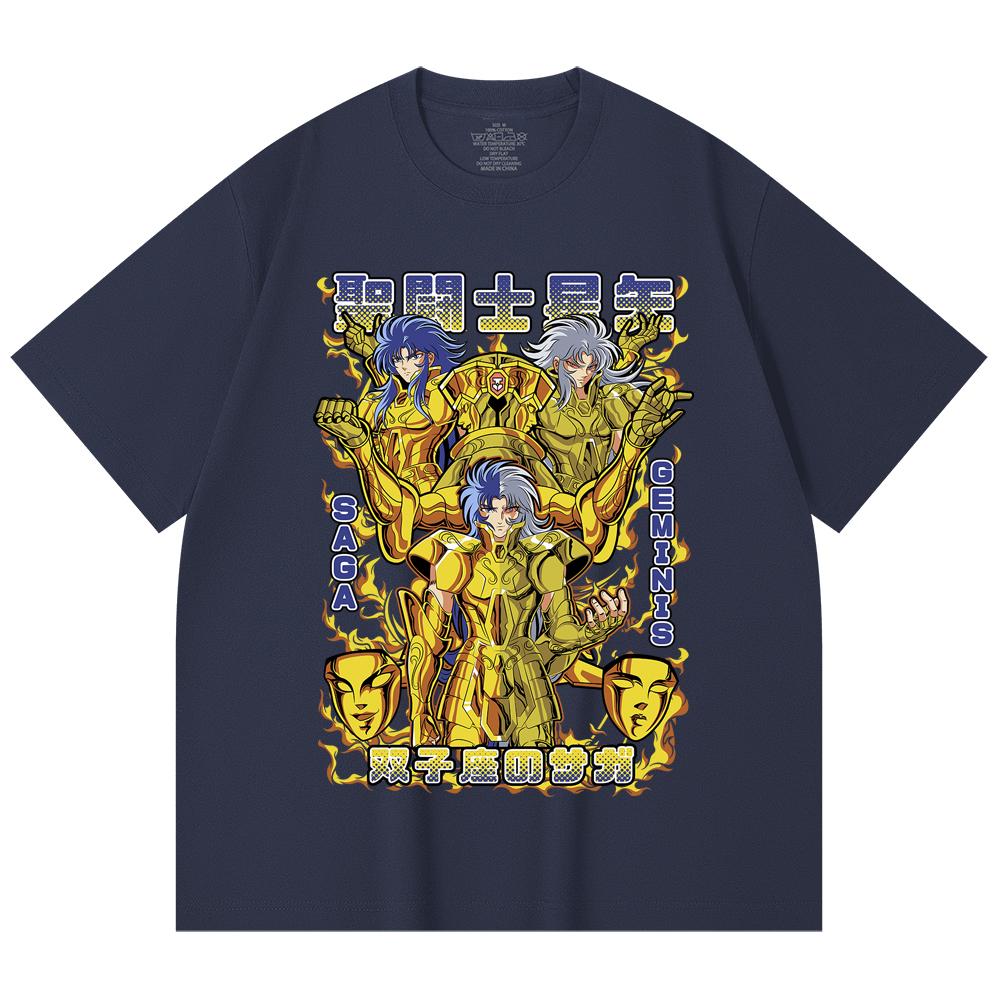 230 g/m² 100 % Baumwolle Saint Seiya V21 Zwilling Druck Unisex Schweres Baumwoll-T-Shirt