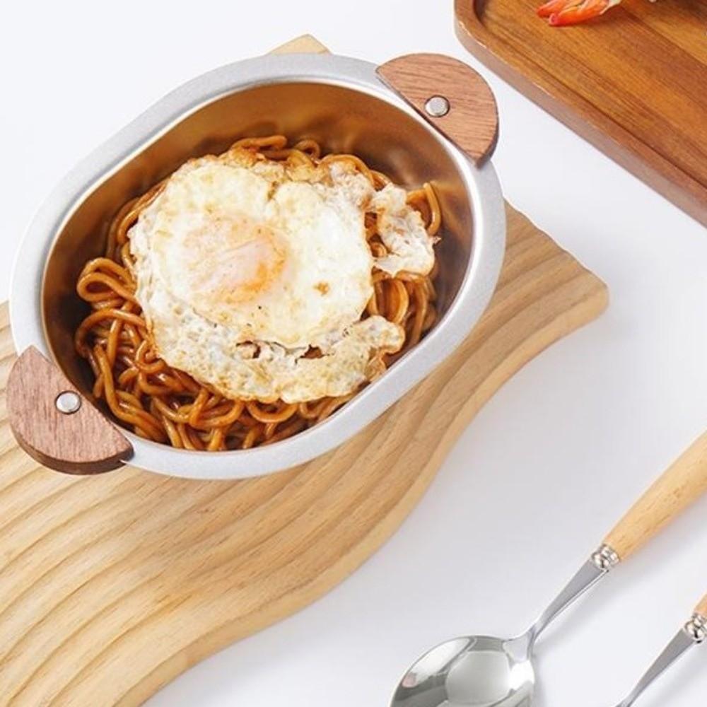 Thicken Fruits Salad Bowl Oval Noodle Bowl Stainless Steel Bowl Fruit Dessert Serving