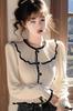 French Chic Long Sleeve Shirt With Ruffle Details For Elegant Spring Fashion