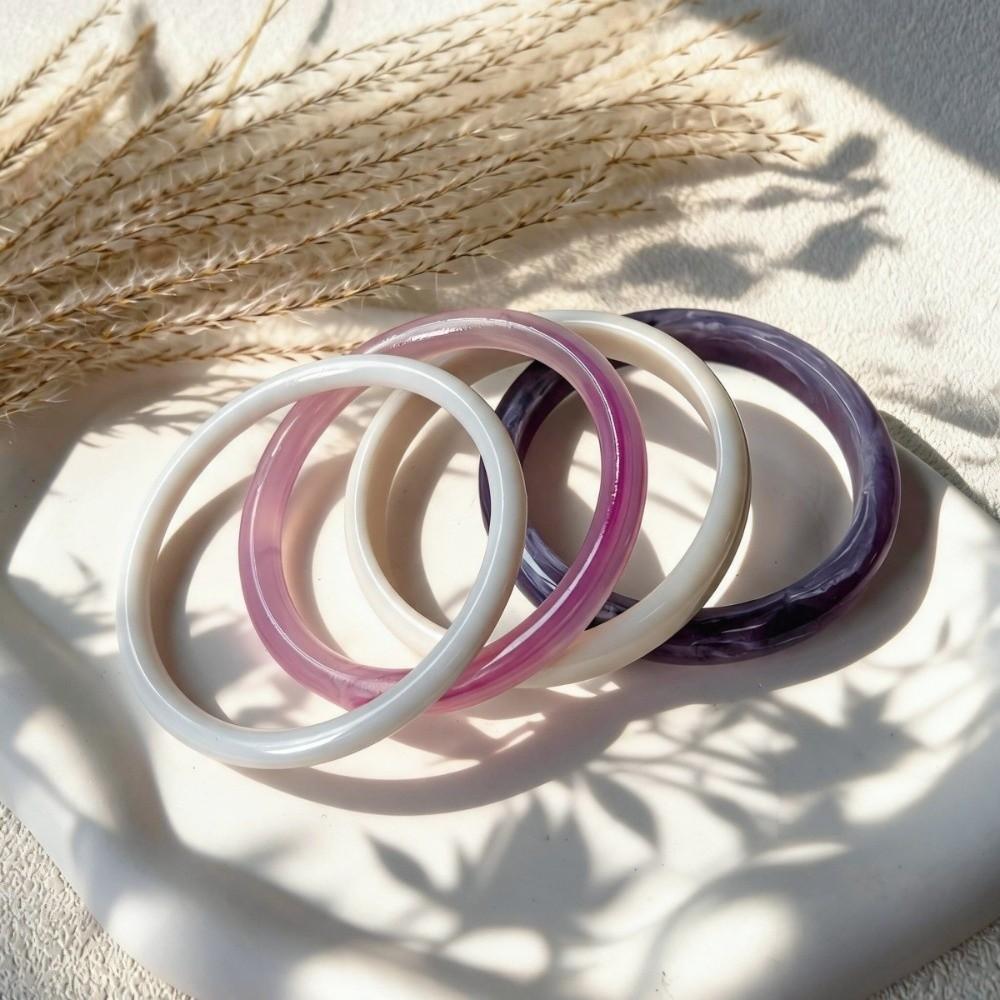 3/4 Pcs Multicolor Round Bangles Smudged Cuff Bracelet Set Vintage Thin Resin Bracelet Set  Gifts