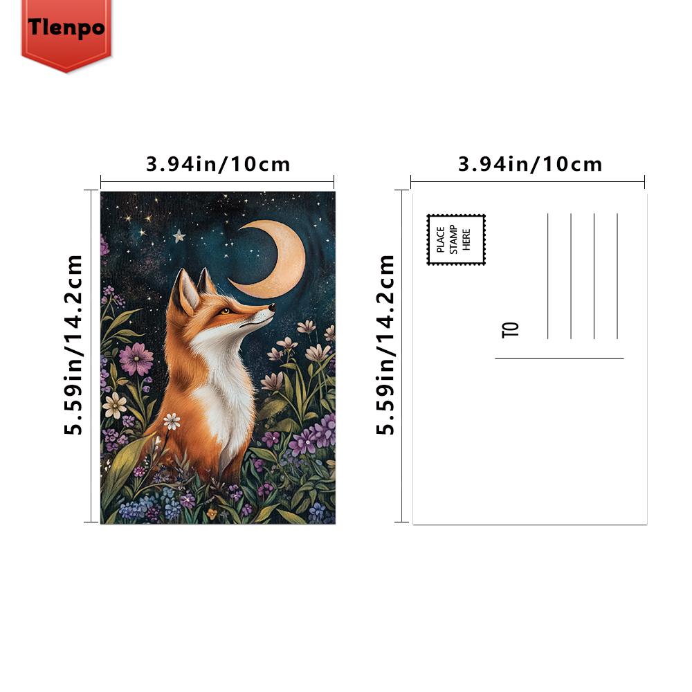 32pcs, Dreamy Forest Animal Illustrations, Night Scenes + Small Animals, Wall Stickers, Mailing Cards, Greeting Cards, DIY P