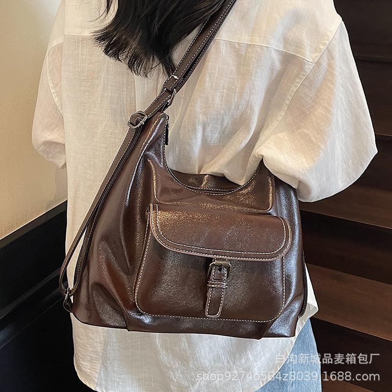 Casual commuting retro large-capacity bag women's 2025 new fashion multi-purpose double shoulder back bag single shoulder tote bag
