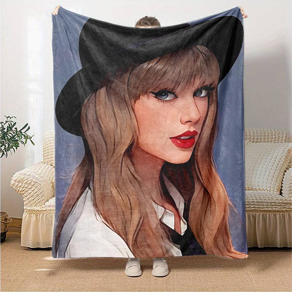 Fashionable Hat Style Flannel Blanket Super Soft Warm Cozy Blanket For Sofa Bed Office Travel Allseason Home Decor Gift