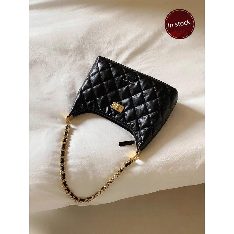 

Bag Female Cierra French Classic Style Chain Diamond Pattern Bag Black large
