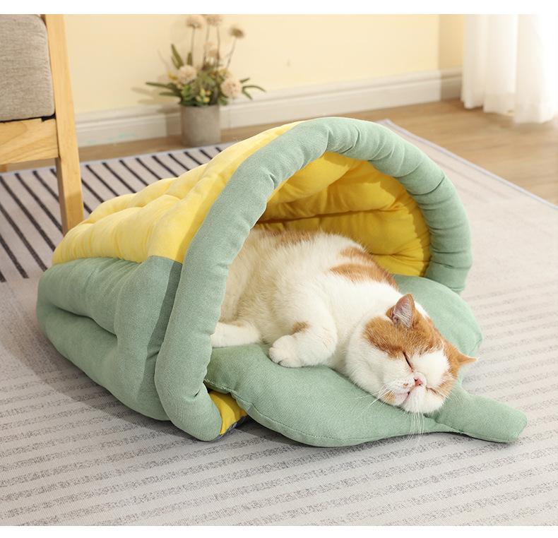Maisförmiges Katzenbett Gemütliches Und Warmes Haustierbett Für Kleine Haustiere Niedliches Katzenbett Winterwärme