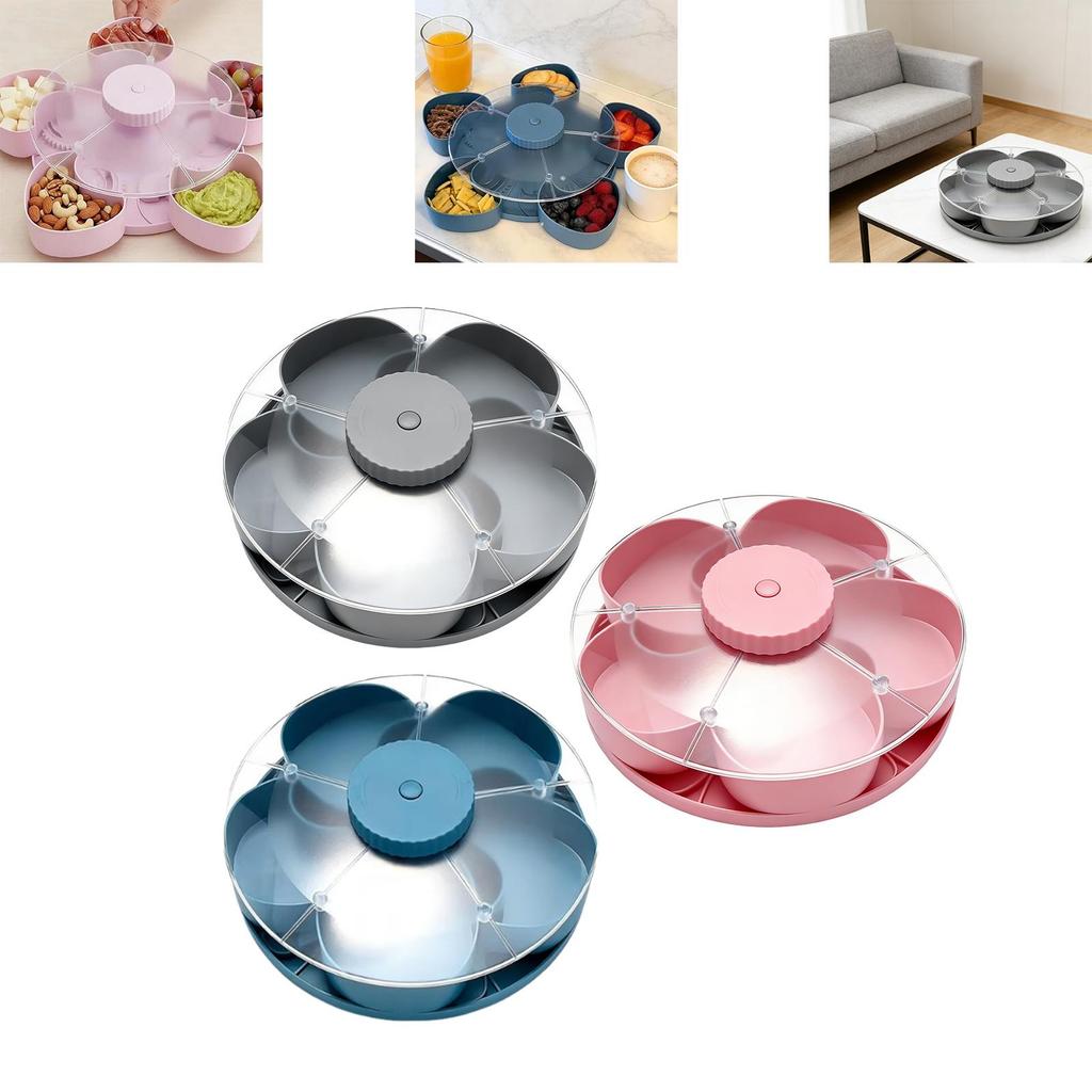 Portable Five Compartment Snackle Box Clear Food Organizer Luxury Decorative Tray for Table Use