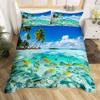Copripiumino Matrimoniale Singolo Matrimoniale Queen King Size, Set Biancheria da Letto a Tema Oceano per Bambini Ragazze Ragazzi Stanza Stanza Universitaria, Copripiumino da Spiaggia Costiera