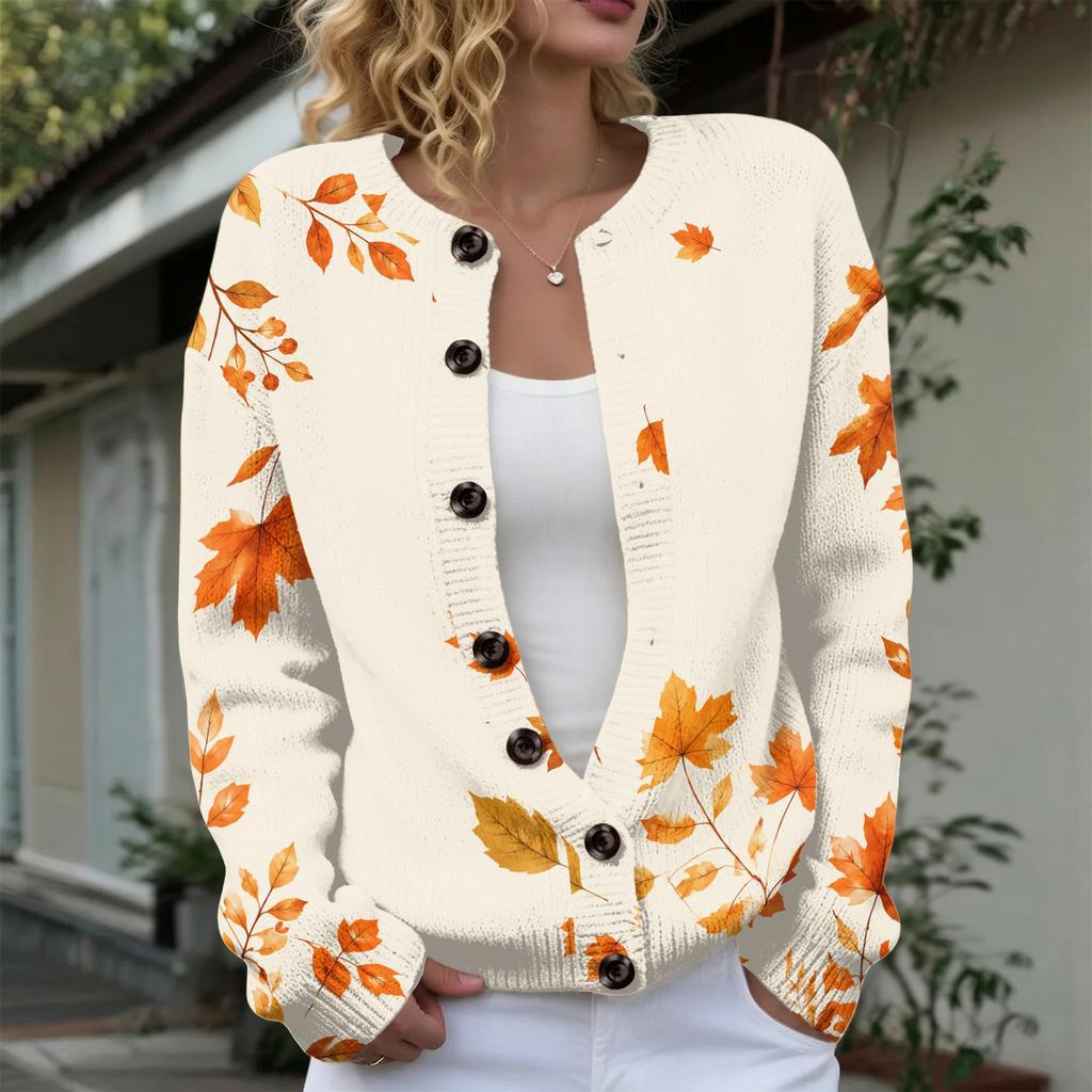 Women's Trendy Halloween Knit Button Down Cardigan Sweater Top for Party and Daily Wear
