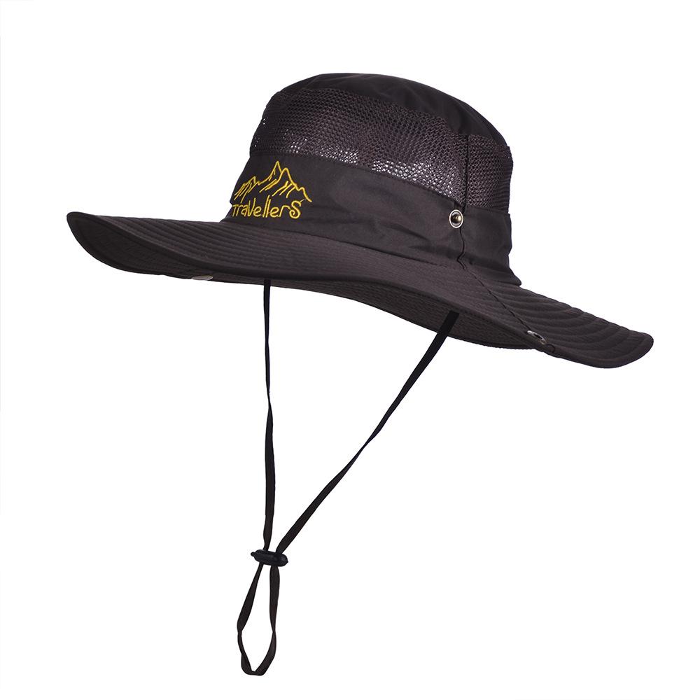 Travel folding hat outdoor sunscreen basin hat mountaineering travel bucket hat embroidery big brim breathable leisure penny hat
