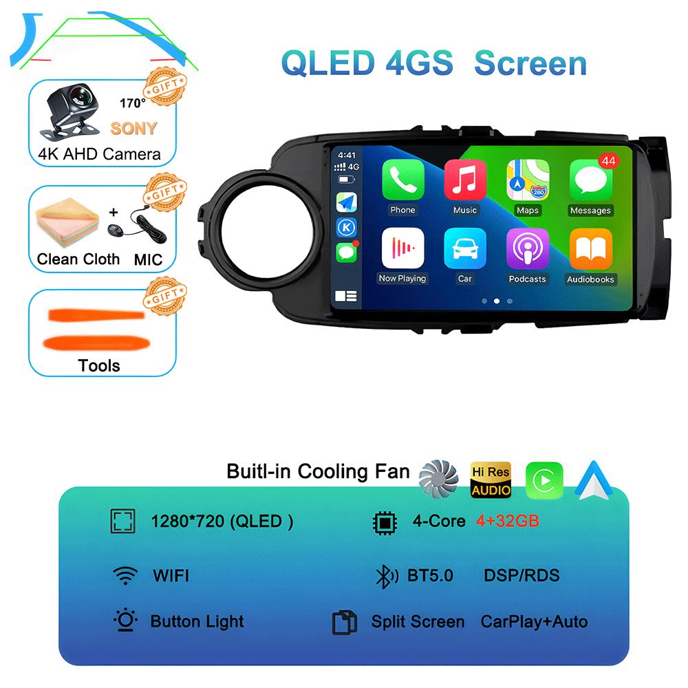 Car Radio For Toyota Yaris LHD RHD 2012-2017 Multimedia Stereo Video Player Android 14 BT DSP Auto Carplay GPS Navigation